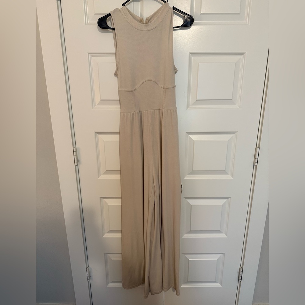 Elegant Tan Sleeveless Jumpsuit